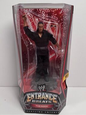 WWE Entrance Greats The Rock Figure Mattel 2010 w/ Base & Glasses